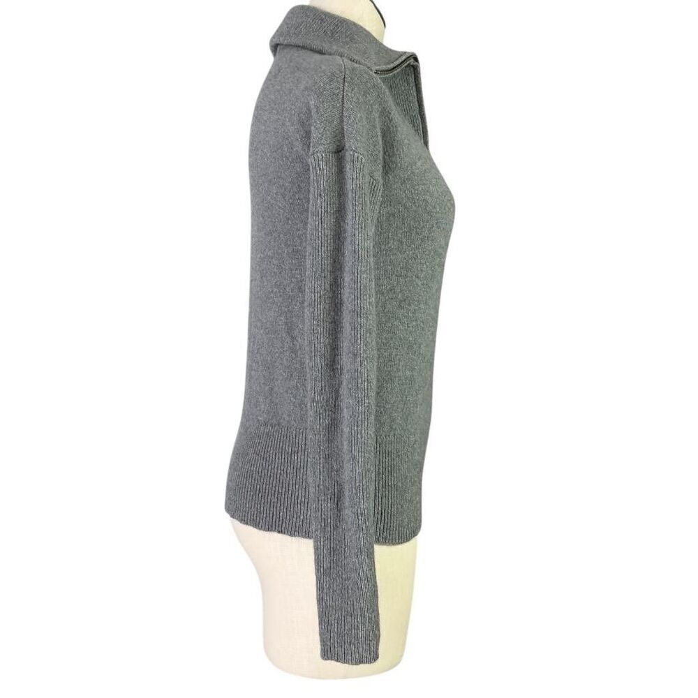 Brooks Brothers Zip Sweater Women S Gray Wool Cashmere Funnel Neck Pullover - Picture 4 of 6